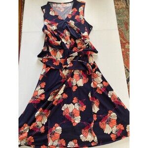 Unbranded Women’s Large Blue Floral Dress Wrap Belt Stretch Good Condition